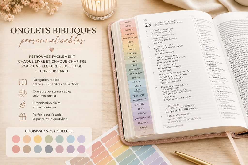 Onglets Bibliques Personnalisables – Choisissez vos couleurs | Kénose