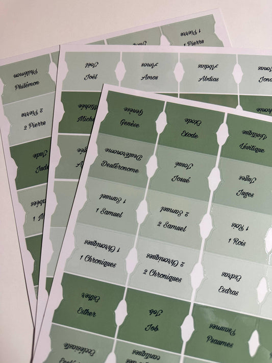 Onglets Bibliques – Pack 4 Nuances de Vert